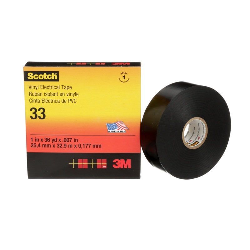 Scotch™ Vinyl Electrical Tape 33, Black,  38 mm x 33 m
