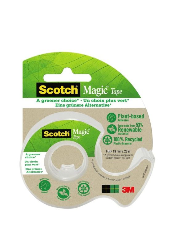 Scotch™ Magic™ Tape A Greener Choice, 1 Roll, 19 mm x 20 m + 1 Recycled Dispenser