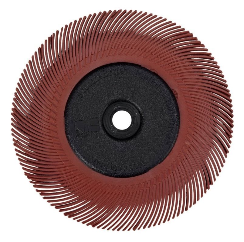 Scotch-Brite™ Radial Bristle Brush BB-ZB, 152 mm x 12.7 mm x 25.4 mm, P220, Red, Type C, With adapter