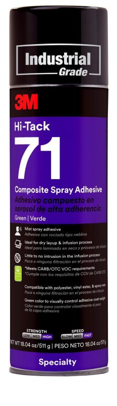 3M™ Hi-Tack Composite Spray Adhesive 71, Green, 534 ml