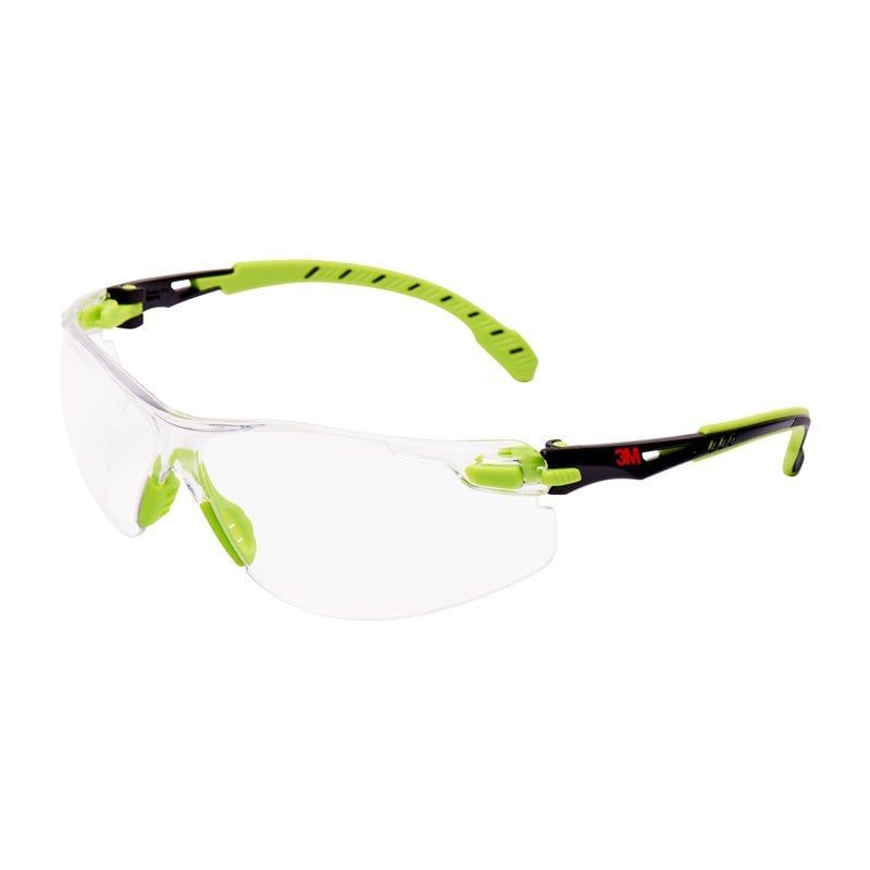 3M™ Solus™ 1000 Safety Glasses, Green/Black frame, Scotchgard™ Anti-Fog / Anti-Scratch Coating (K&N), Clear Lens, S1201SGAF-EU, 20/Case