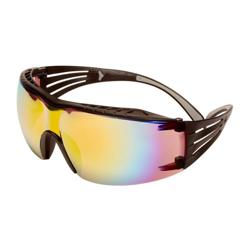 3M™ SecureFit™ 400X Safety Glasses, Black/Black frame, Anti-Scratch, Orange Mirror Lens, SF416XAS-BLK-EU, 20/Case