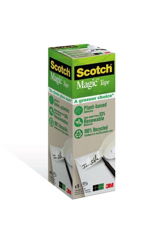 Scotch™ Magic™ Invisible Tape, A Greener Choice, 9 Rolls, 19 mm x 33 m