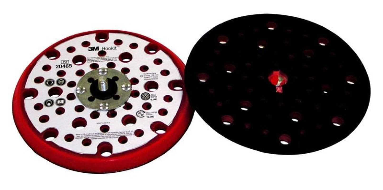 3M™ Hookit™ tépőzáras felfogó, 150 mm x 9,5 mm x 5/16", multilyukas, 16 mm központi furattal, kemény, piros, PN20465