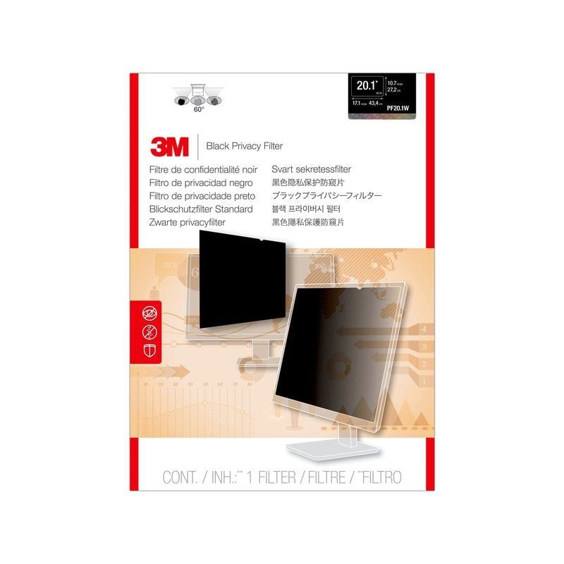 3M™ Privacy Filter for 20.1 in. Widescreen Monitor, PF201W1B, 16:10