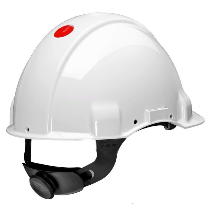 3M™ Hard Hat, Uvicator, Ratchet, Non vented, Dielectric 1000V, Leather Sweatband, White, G3001MUV1000V-VI, 20 ea/Case