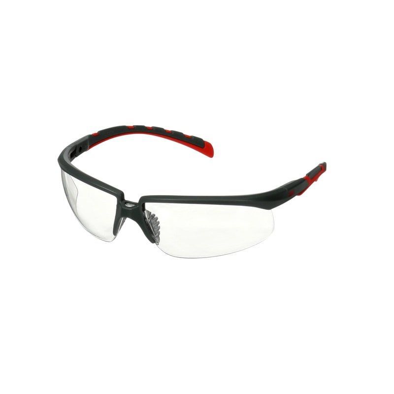 3M™ Solus™ 2000 Series, S2001SGAF-RED, Grey/Red Temples, Scotchgard™ Anti-Fog Coating, Clear AF-AS lens, 20/Case