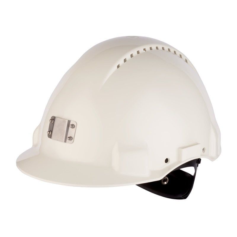 3M™ Hard Hat, Uvicator, Ratchet, Ventilated, Plastic Sweatband, Lamp Holder, White, G3000NUV-10-VI, 20 ea/Case