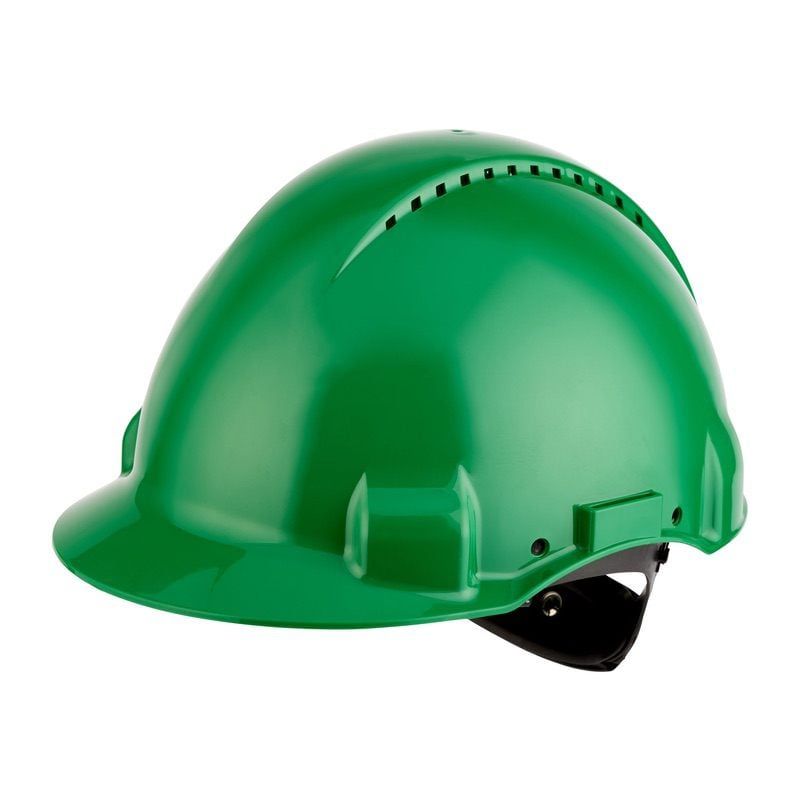 3M™ Hard Hat, Uvicator, Ratchet, Ventilated, Plastic Sweatband, Green, G3000NUV-GP, 20 ea/Case