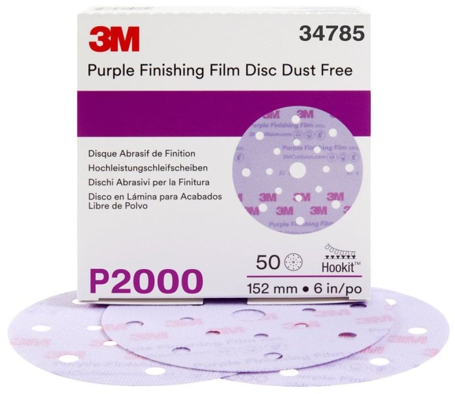 3M™ Hookit™ Purple Finishing Film Abrasive Disc 260L, 150 mm, 17 Hole, P2000, 34785