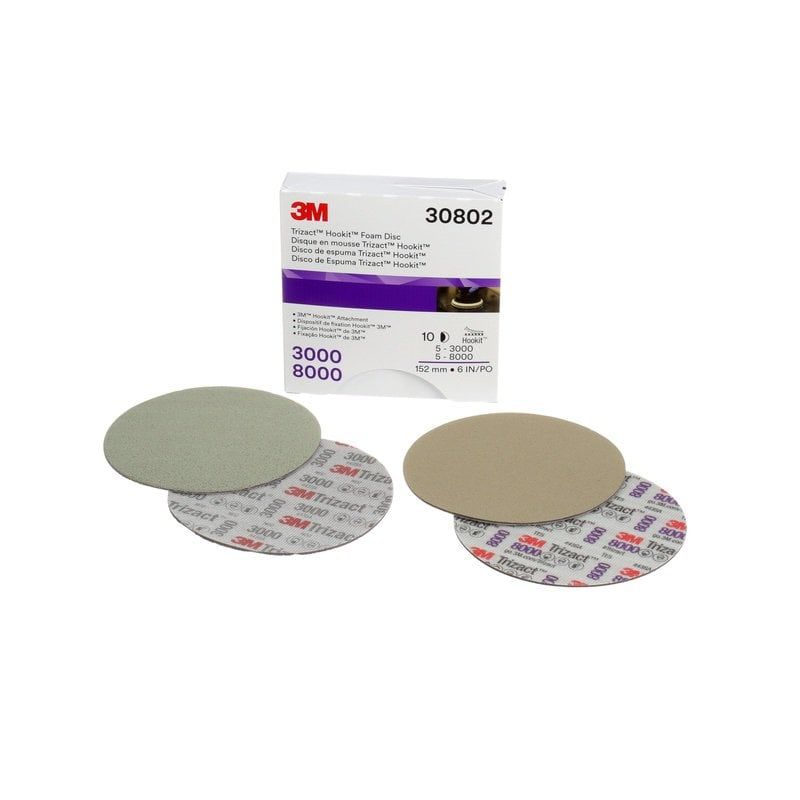 3M™ Trizact™ Hookit™ Foam Abrasive Disc 443SA, 150 mm, Plain, P3000 + P8000 Kit, 30802