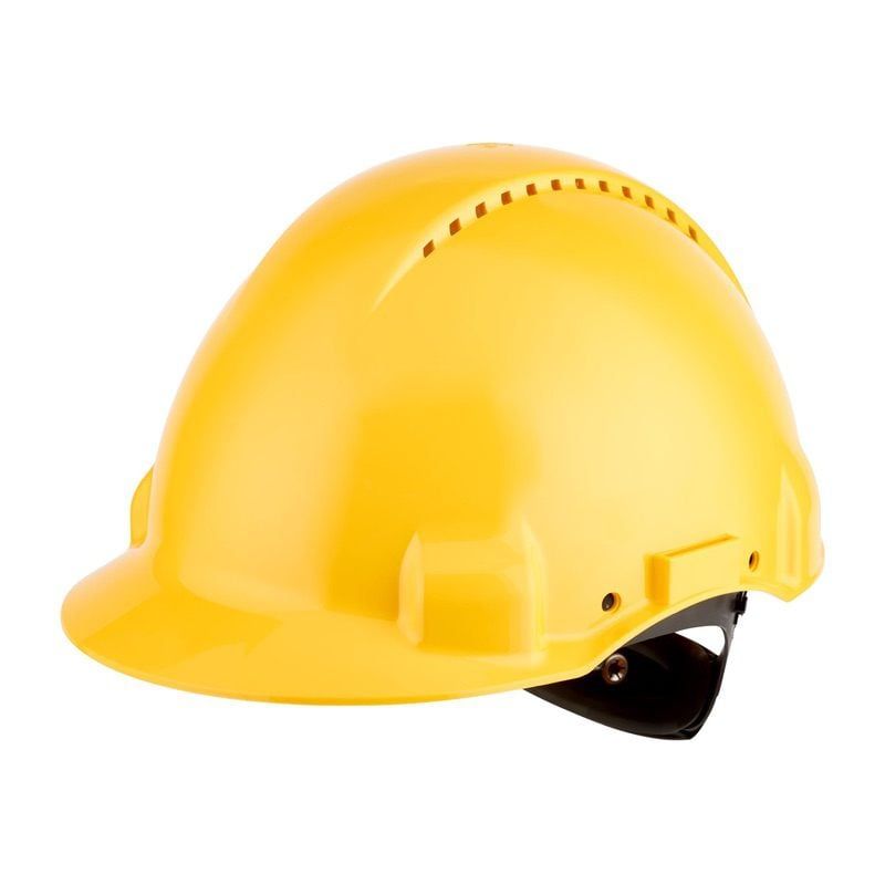 3M™ Hard Hat, Uvicator, Ratchet, Ventilated, Plastic Sweatband, Yellow, G3000NUV-GU, 20 ea/Case