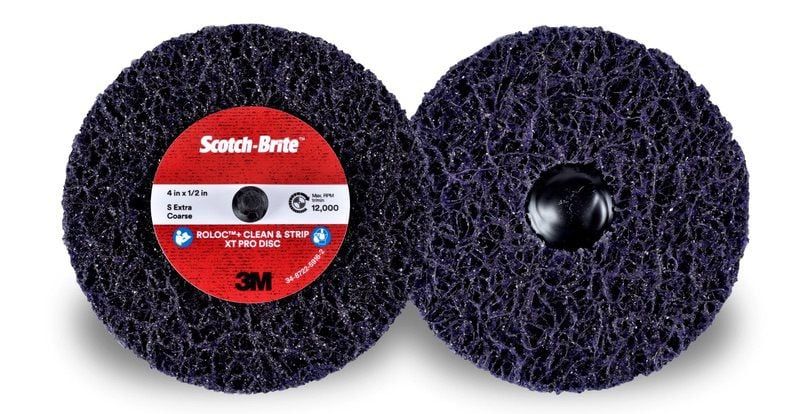 Scotch-Brite™ Roloc™+ Clean and Strip XT Pro Disc, 125 mm x 13 mm x 6 mm, S XCRS, Purple