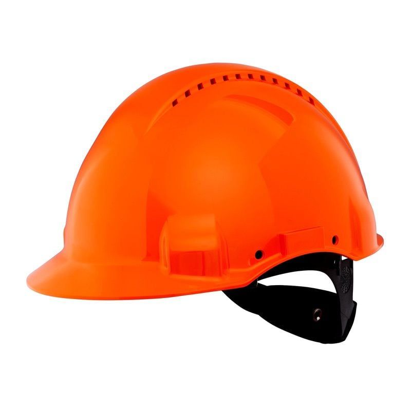 3M™ Hard Hat, Uvicator, Ratchet, Ventilated, Plastic Sweatband, Orange, G3000NUV-OR, 20 ea/Case