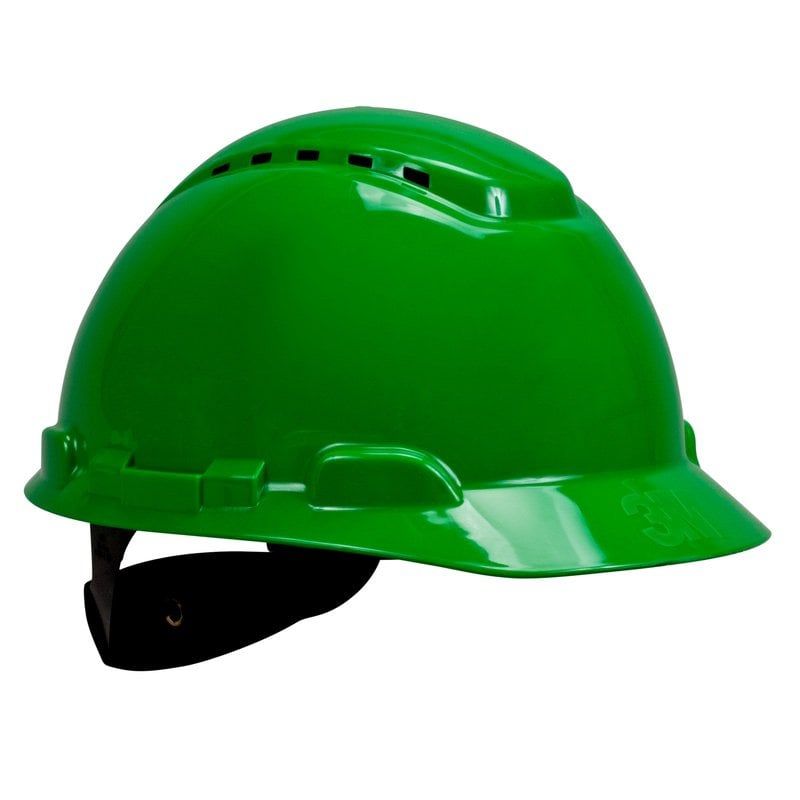 3M™ Hard Hat, Ratchet, Ventilated, Plastic Sweatband, Green, H700N-GP, 20 ea/Case