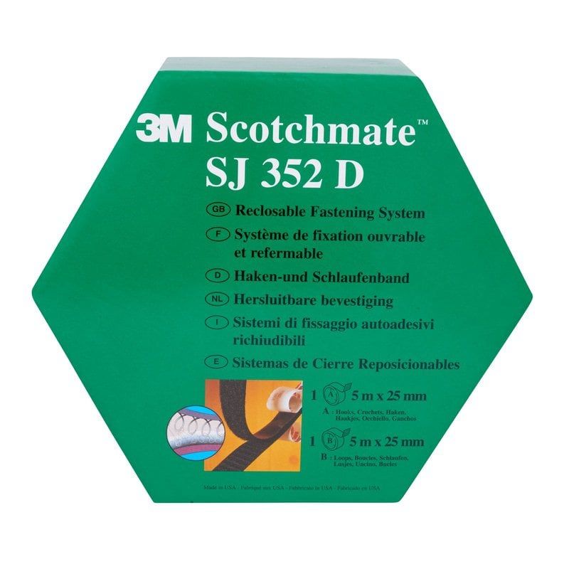 3M™ Fastener SJ352D, Black, 25 mm x 5 m, 4.4 mm, Twin Pack
