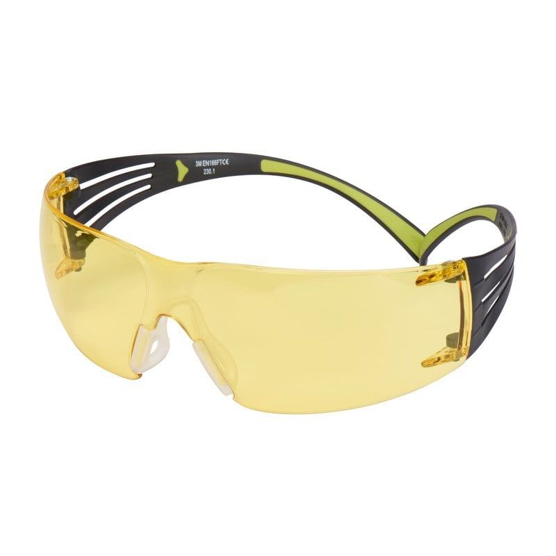 3M™ SecureFit™ 400 Safety Glasses, Black/Green frame, Anti-Scratch / Anti-Fog, Amber Lens, SF403AS/AF-EU, 20/Case