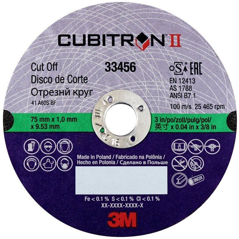 3M™ Cubitron™ II Cut-Off Wheel, 100 mm x 1 mm x 9.53 mm, 33460