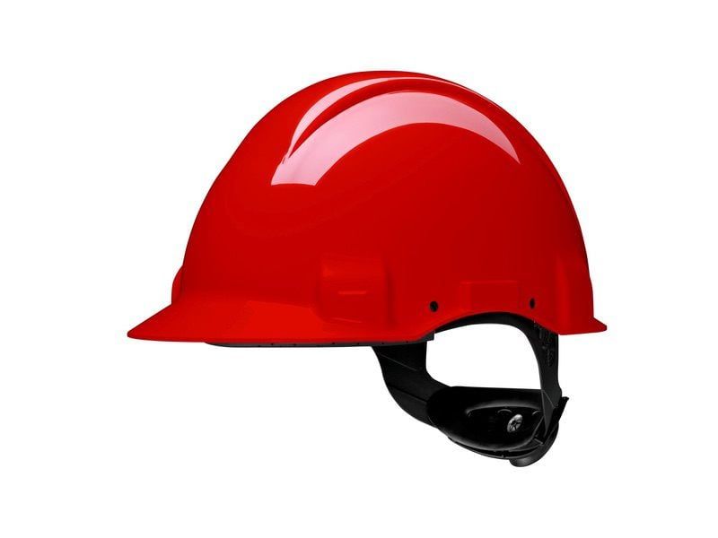 3M™ Hard Hat, Uvicator, Ratchet, Non vented, Dielectric 1000V, Leather Sweatband, Red, G3001MUV100V-RD, 20 ea/Case