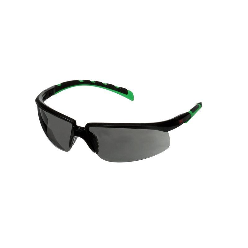 3M™ Solus™ 2000 Safety Glasses, Black/Green frame, Anti-Scratch + (K), IR 3.0 Grey Lens, S2030ASP-BLK, 20/Case