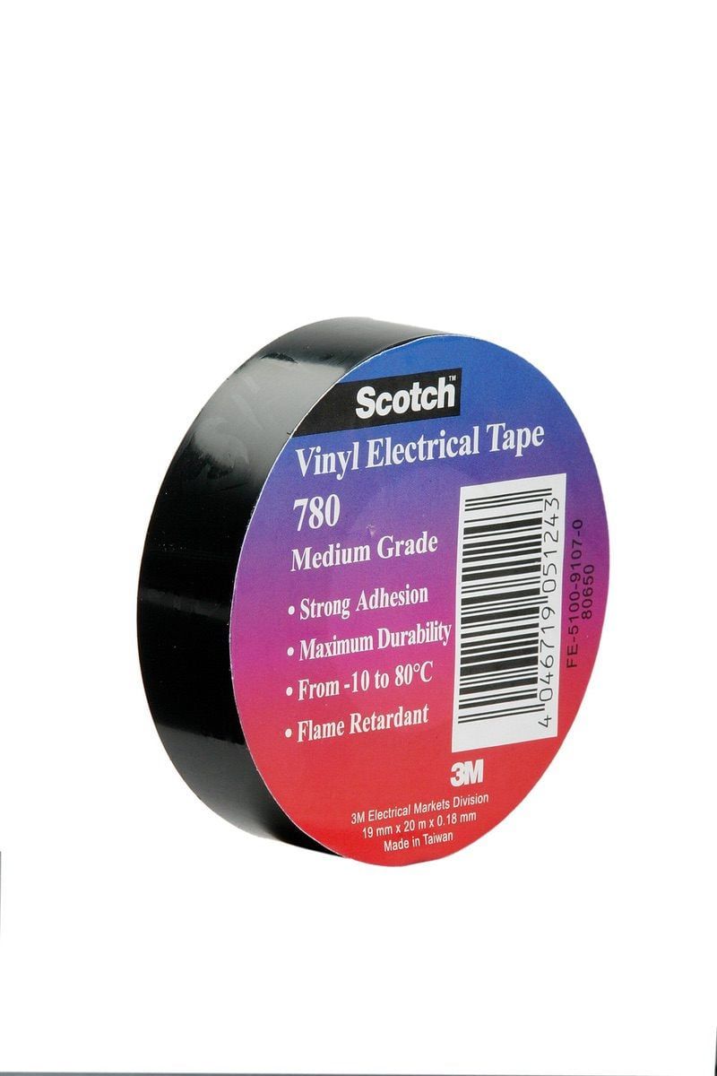 3M™ Scotch™ 780 Vinyl Electrical Tape, Black, 19 mm x 20 m (0.75 in x 66 ft)