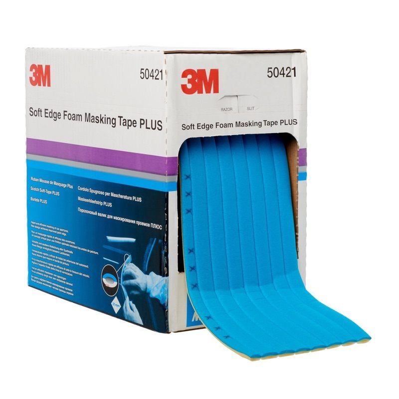 3M™ Soft Edge Foam Masking Tape PLUS, Blue, 21 mm x 7 m, 50421