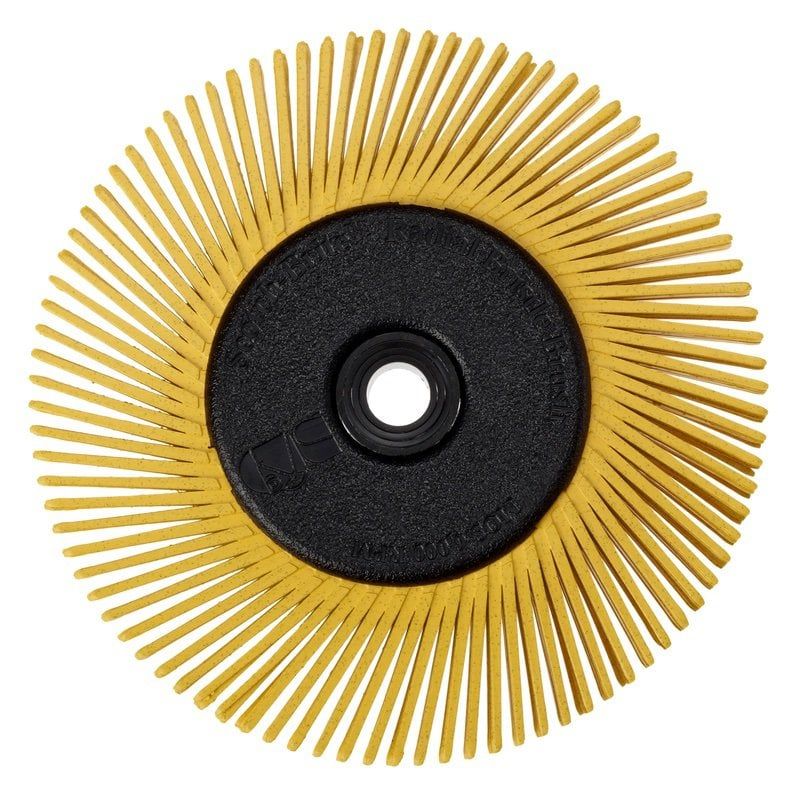 Scotch-Brite™ Radial Bristle Brush BB-ZB, 152 mm x 12.7 mm x 25.4 mm, P80, Yellow, Type A, With adapter