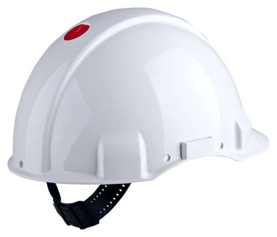 3M™ Hard Hat, Uvicator, Ratchet, Non vented, Dielectric 440V, Plastic Sweatband, White, G3001NUV-VI, 20 ea/Case