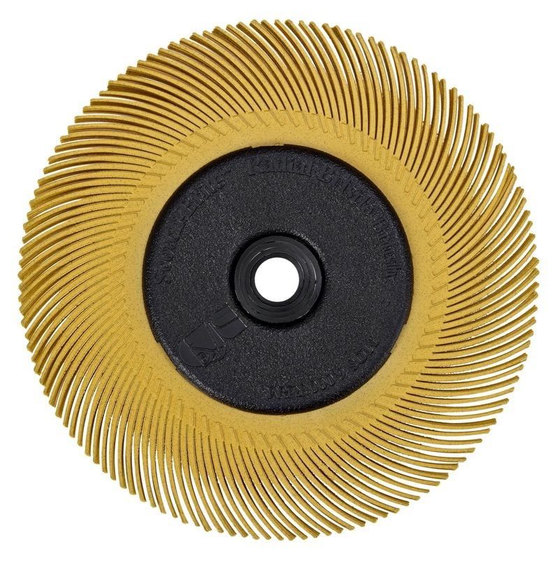 Scotch-Brite™ Radial Bristle Brush BB-ZB, 193.7 mm x 25.4 mm x 31.8 mm, P80, Yellow, Type C, With adapter