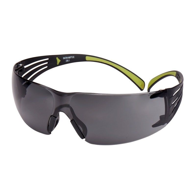 3M™ SecureFit™ 400 Safety Glasses, Black/Green frame, Anti-Scratch / Anti-Fog, Grey Lens, SF402AS/AF-EU, 20/Case