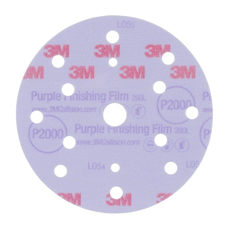 3M™ Hookit™ Finishing Film Abrasive Disc 260L, 150 mm, 15 Hole, P2000, 51304