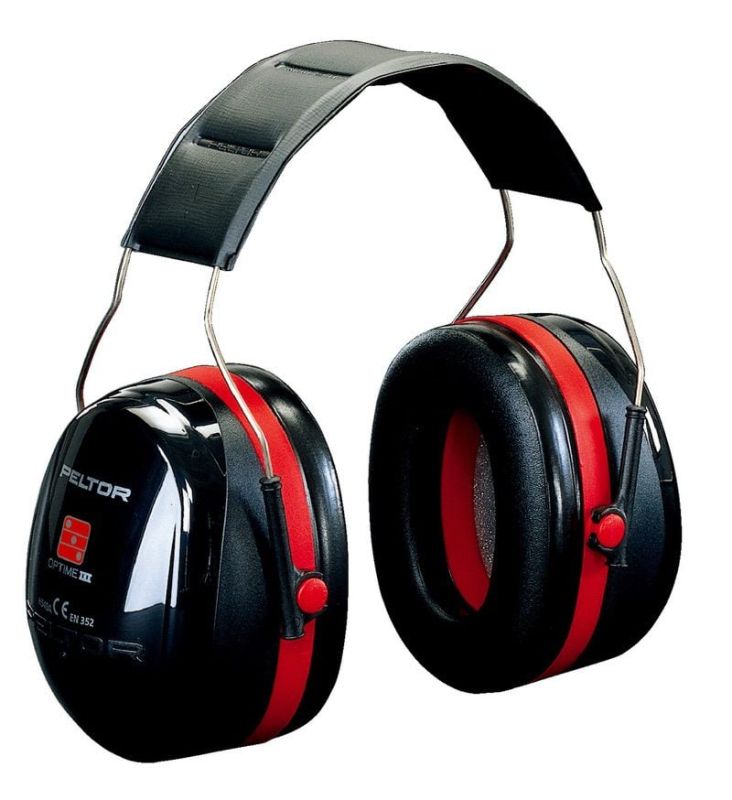 3M™ PELTOR™ Optime™ III Earmuffs, 35 dB, Black/Red, Headband, H540A-411-SV