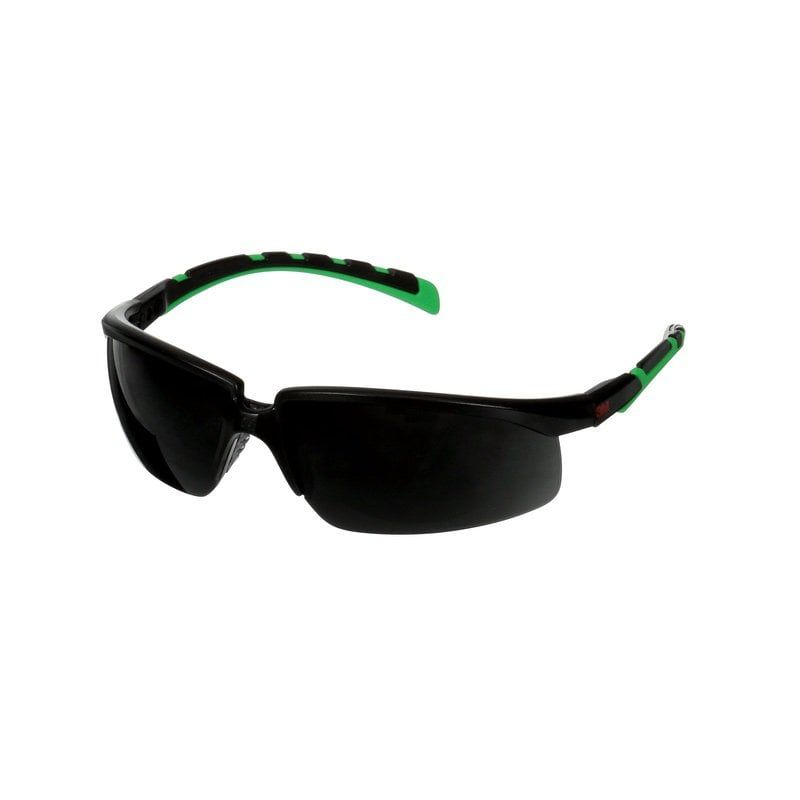 3M™ Solus™ 2000 Safety Glasses, Black/Green frame, Anti-Scratch + (K), IR 5.0 Grey Lens, S2050ASP-BLK, 20/Case
