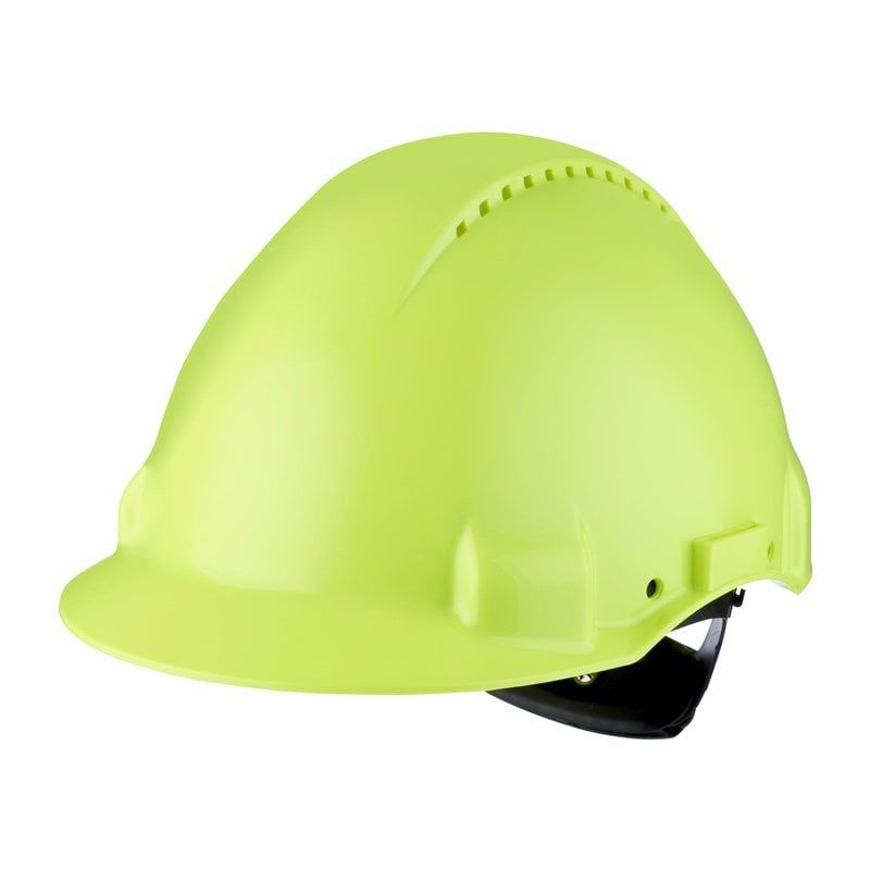 3M™ Hard Hat, Uvicator, Ratchet, Ventilated, Plastic Sweatband, Hi-Viz, G3000NUV-GB, 20 ea/Case