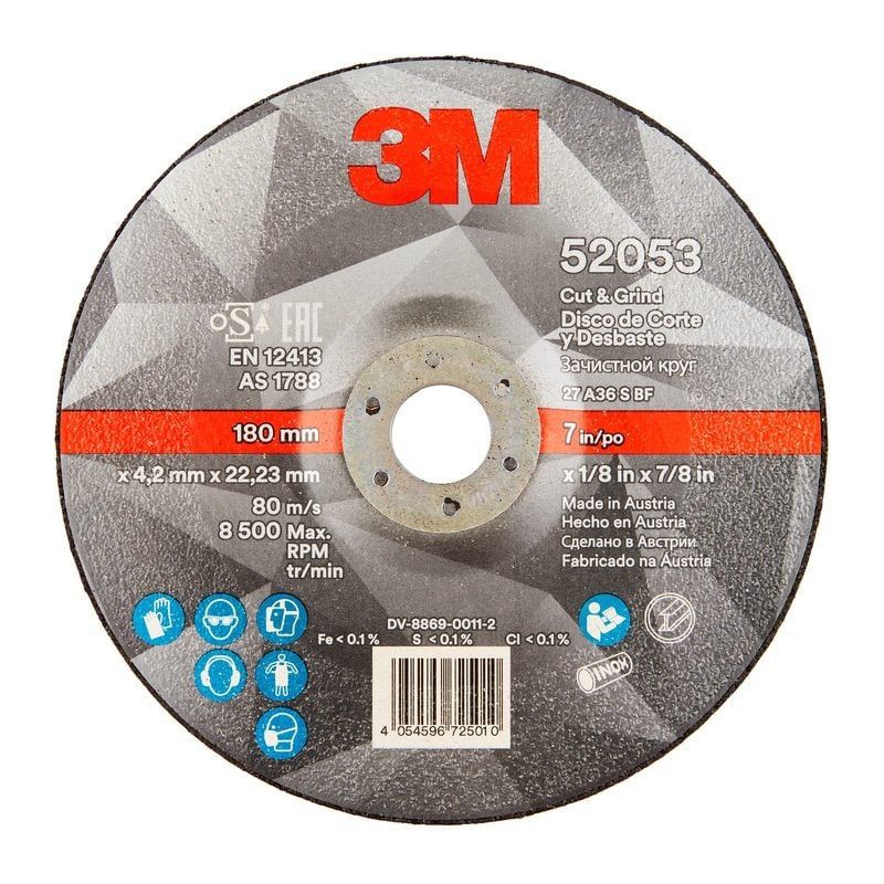 3M™ Cut & Grind tisztító, - vágókorong T27, 230 mm x 4.2 mm x 22.23 mm