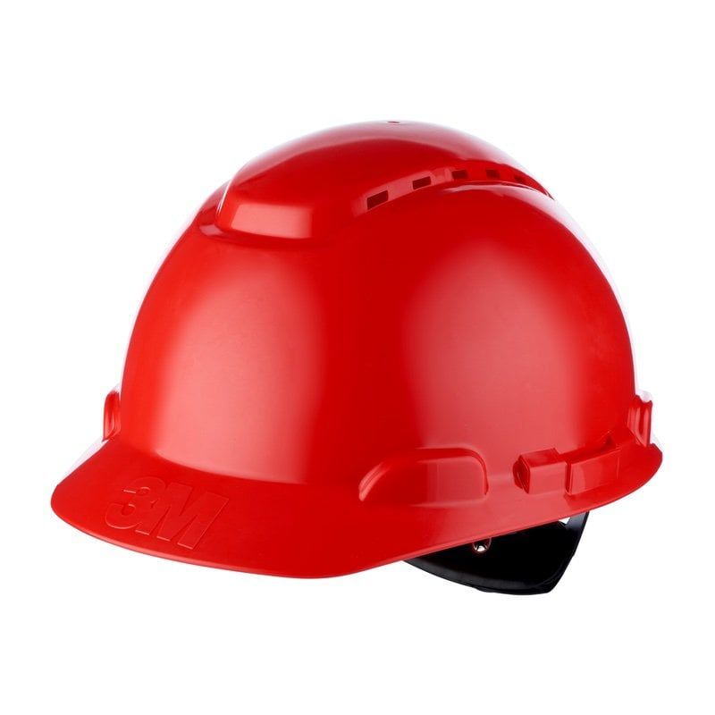 3M™ Hard Hat, Ratchet, Ventilated, Plastic Sweatband, Red, H700N-RD, 20 ea/Case