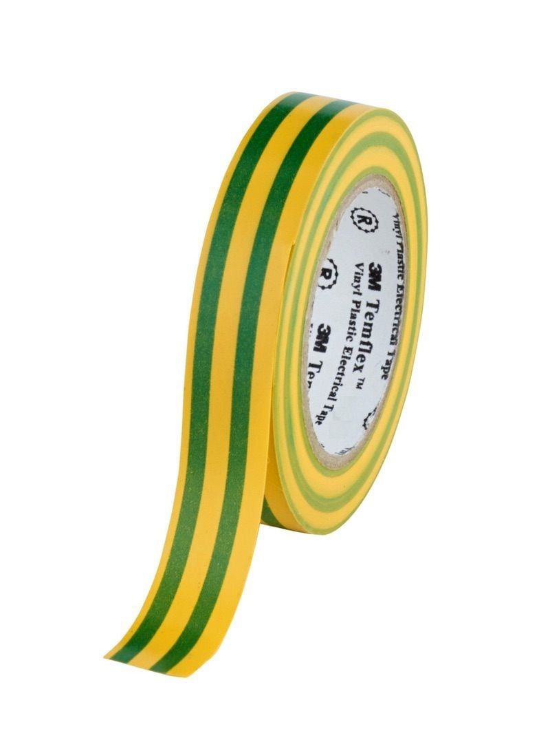 3M™ Temflex Vinyl Electrical Tape 1300, Green/Yellow, 19 mm x 20 m