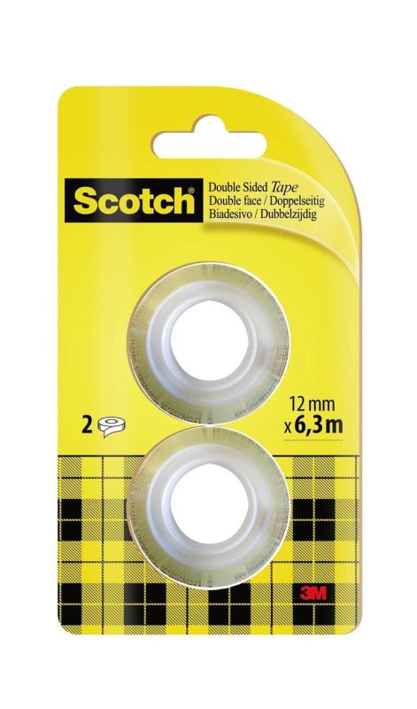 Scotch™ Double Sided Tape, Refill Pack, 2 Rolls, 12 mm x 6.3 m