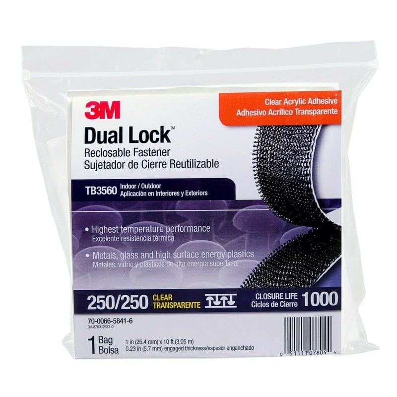 3M™ Dual Lock™ Reclosable Fastener TB3560, Clear, 25 mm x 3 m, 5.7 mm