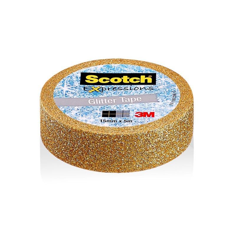3M™ Scotch® Expressions Tape ragasztószalag utántöltő - 1 tekercs, 15 mm x 5 m, csillogó arany