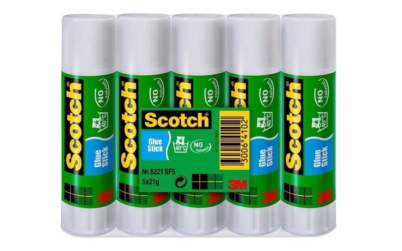Scotch™ Permanent Glue Stick, 5 Sticks, 21g