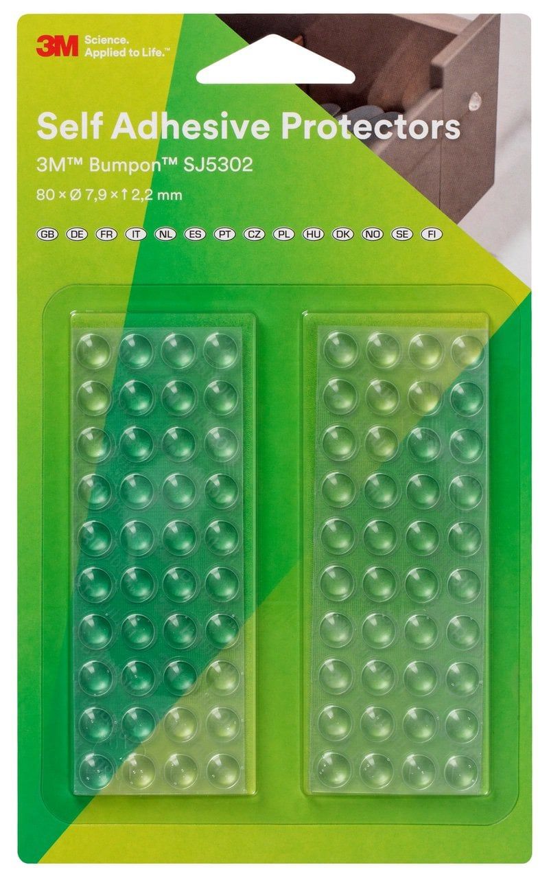 3M™ Bumpon™ SJ5302BL Protective Products Mini-pack, Transparent, 80 pieces, 7.9 x 2.2™mm, Acrylic adhesive A-20