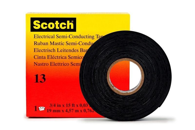Scotch™ Electrical Semi-Conducting Tape 13, 19 mm x 4,5 m, Black, 50 rolls/case